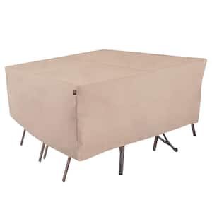 Chalet Water Resistant Rect/Oval Outdoor Patio Table and Chair Cover, 80 in. W x 60 in. D x 30 in. H, Beige