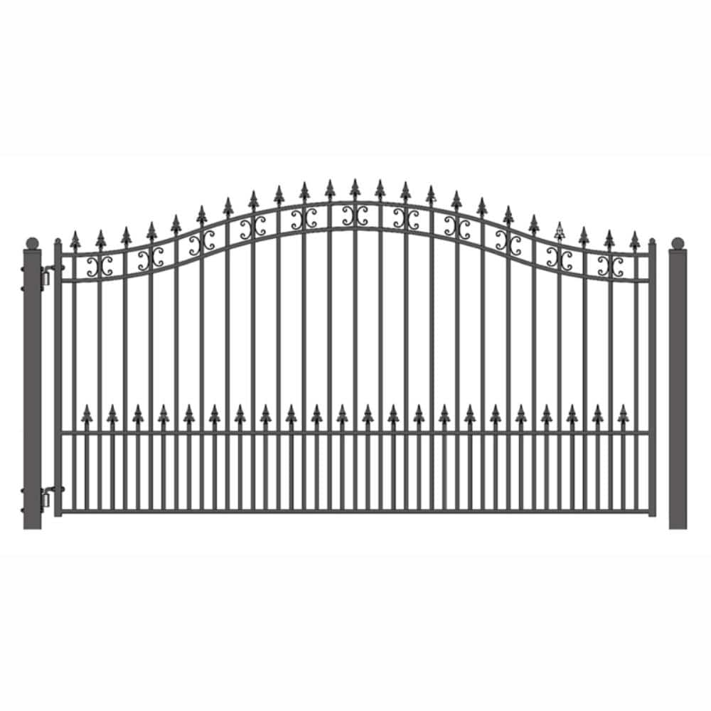 ALEKO St. Louis 14 Ft. X 6 Ft. Black Steel Single Swing Driveway Fence ...