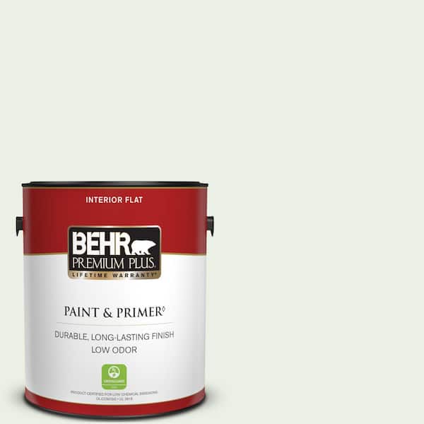 BEHR PREMIUM PLUS 1 gal. #440C-1 Cool White Flat Low Odor Interior Paint & Primer