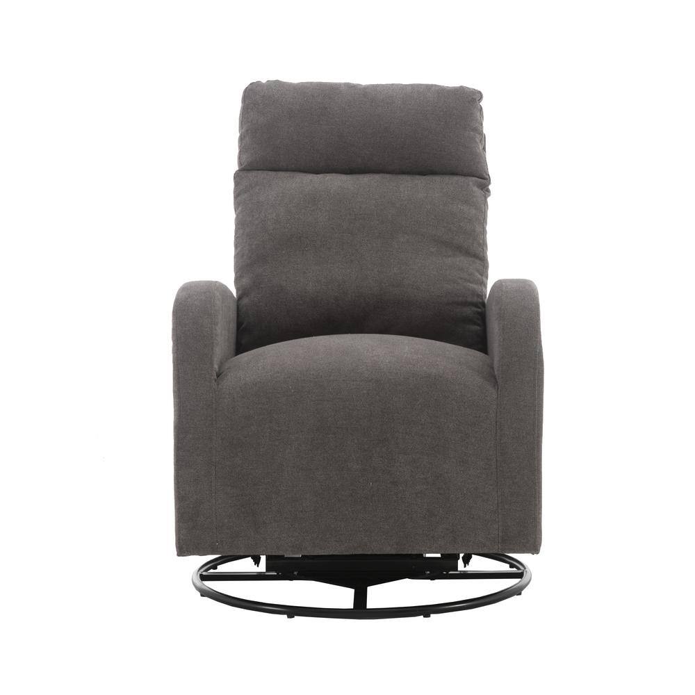 Modern Dark Gray Polyester Fleece Fabric Recliner and Swivel Barrel