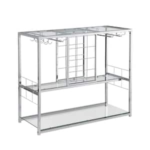 Chrome 3-Tier Kitchen Trolley with Tempered Glass Shelves
