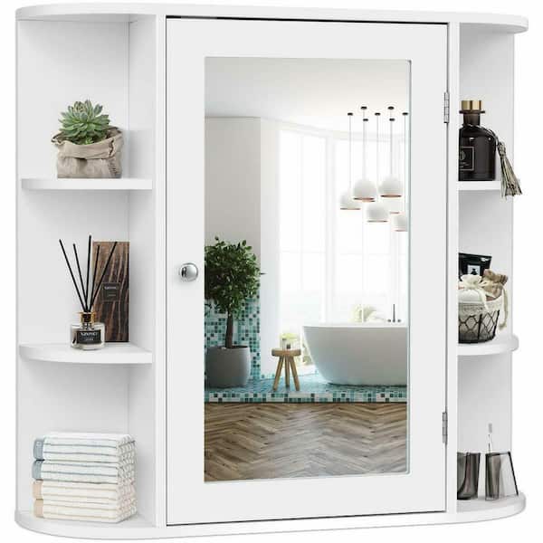 Costway 6 5 In X 25 26 White, Home Depot Bathroom Wall Cabinets With Mirror