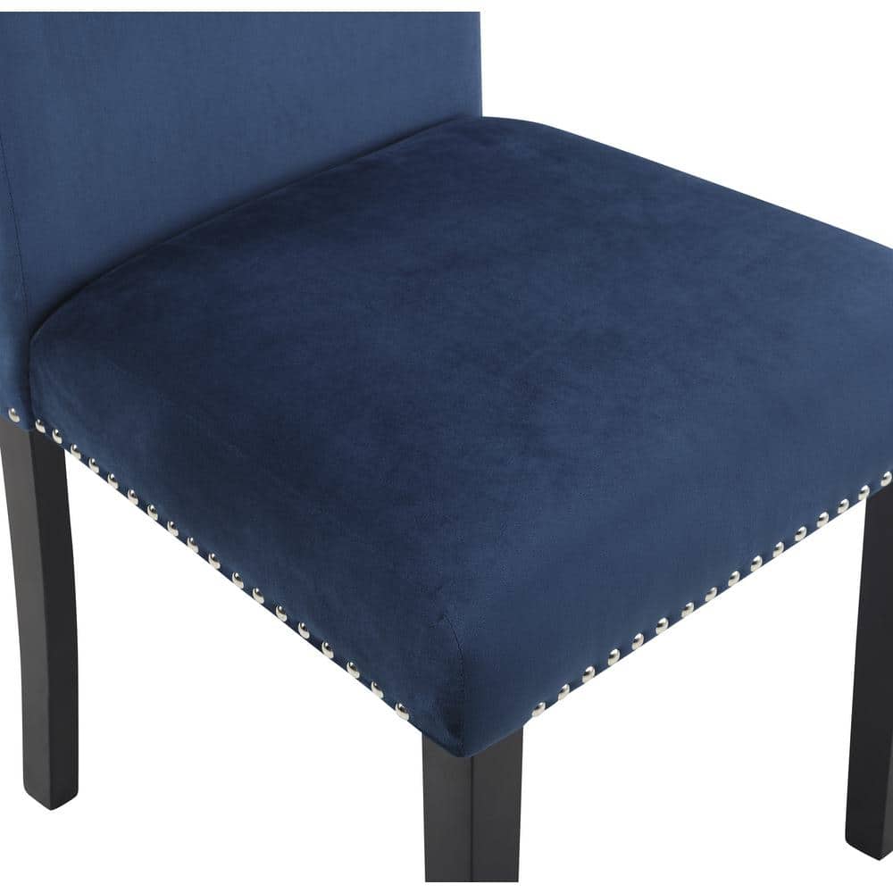 Celeste 5-Piece Blue Velvet and Faux Marble Dining Set