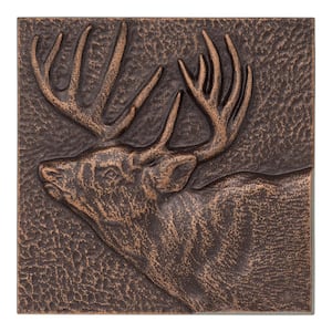 Buck 8 in. x 8 in. Indoor Outdoor Wall Decor in Antique Copper