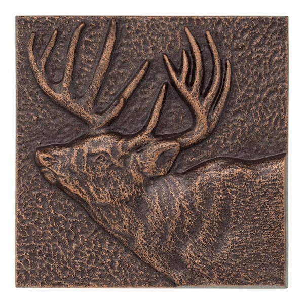 Unbranded Buck 8 in. x 8 in. Indoor Outdoor Wall Decor in Antique Copper