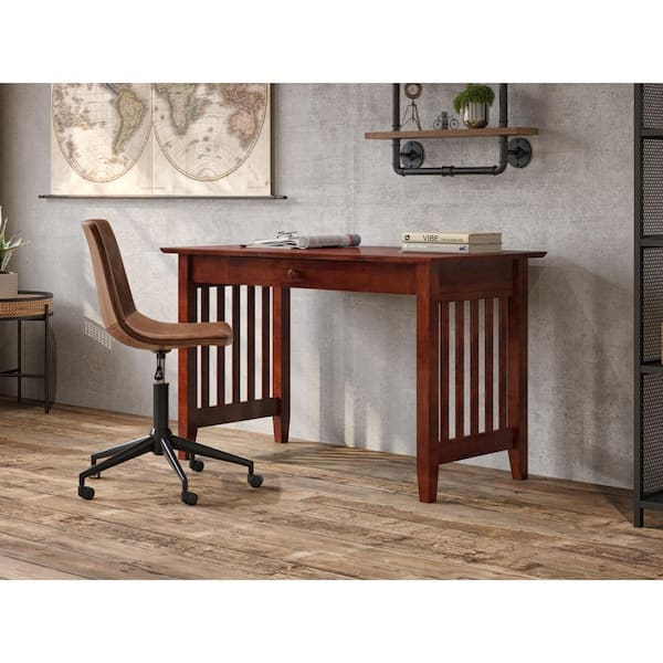 AFI 48 in. Rectangular Walnut 1 Drawer Writing Desk with Solid Wood Material