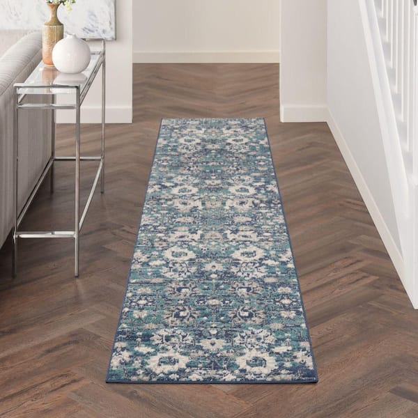 Passion Surf 2 ft. x 10 ft. Floral Transitional Runner Area Rug