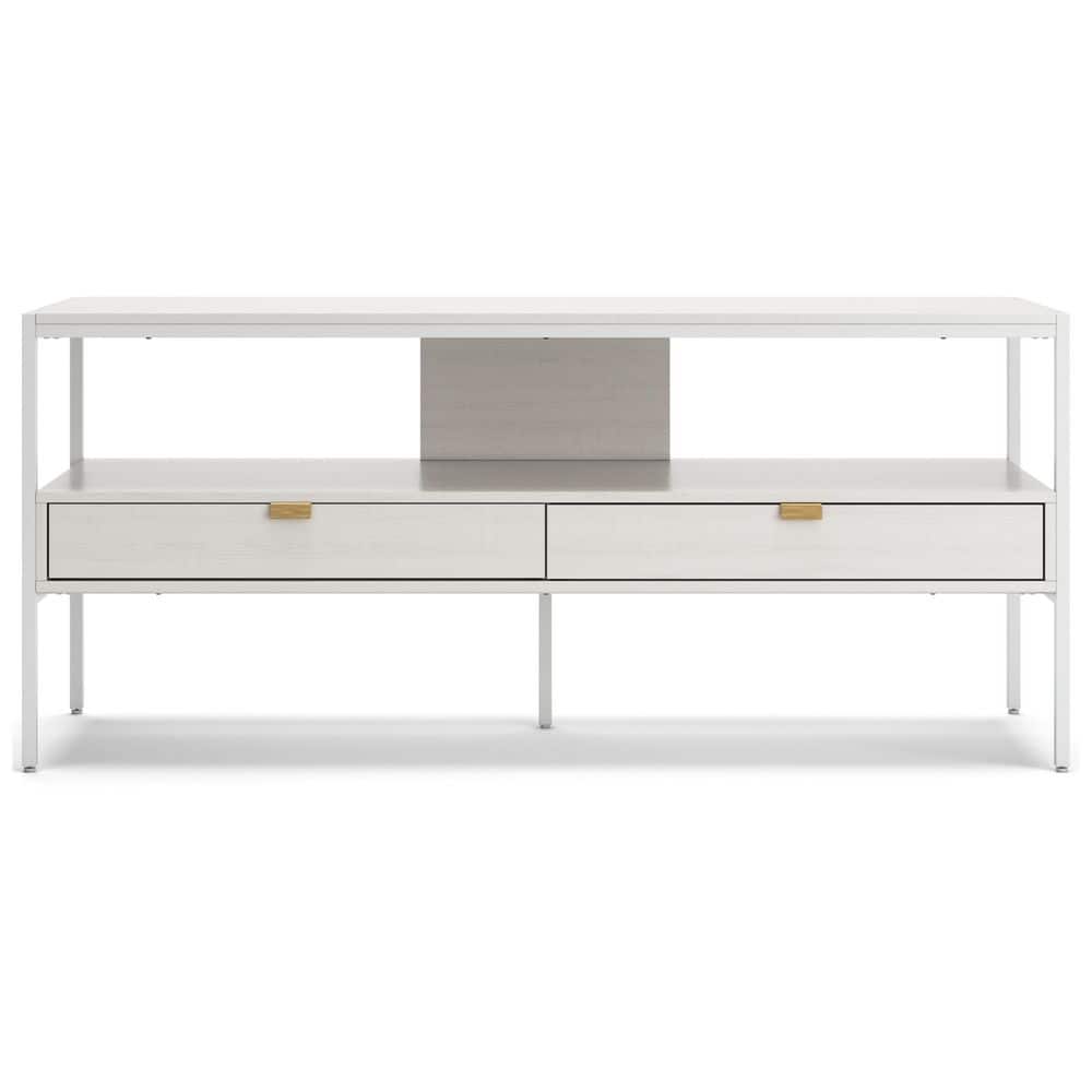 Deznee 60" White Modern TV Stand with Drawers