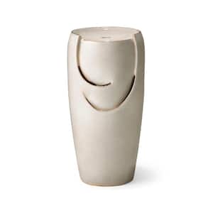29.25 in. H Oversized Sand Beige Ceramic Pot Fountain with Pump and LED Light