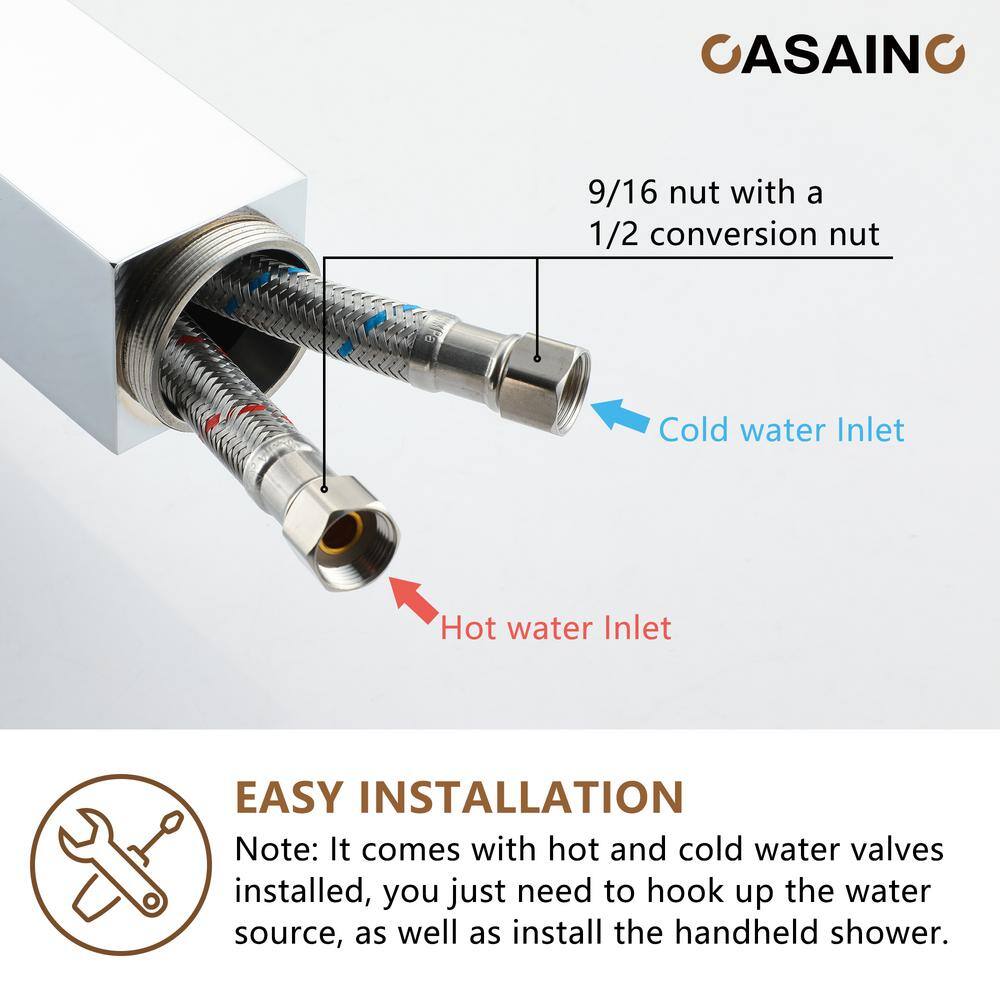 Chrome Plated Freestanding Bathtub Faucet with Hand Shower
