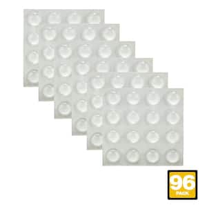 3/8 in. Clear Soft Rubber Like Plastic Self-Adhesive Round Bumpers (96-Pack)