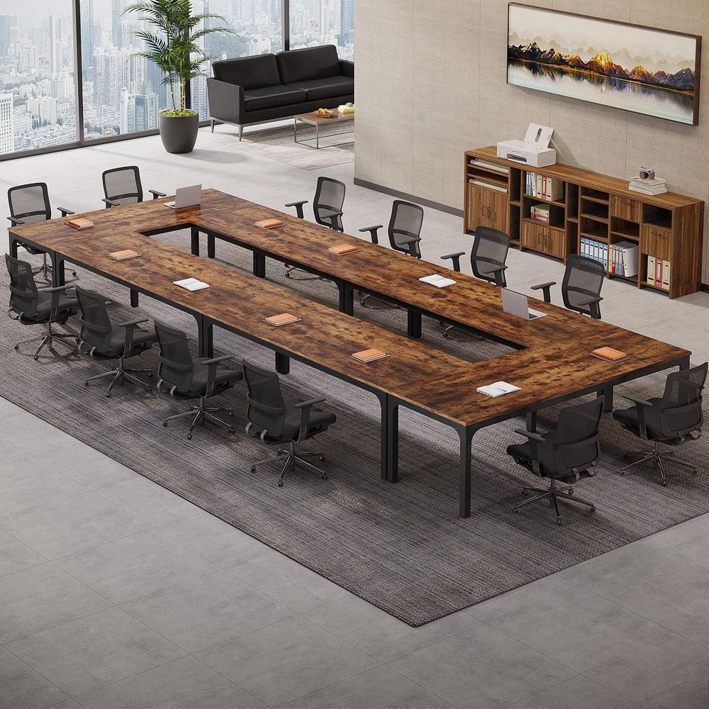 Moronia 78.74in. 6PCS Dark Brown & Black Conference Room Table,Long Office Desk,Seminar Meeting Table Desk for Boardroom price history on PriceWatchPro