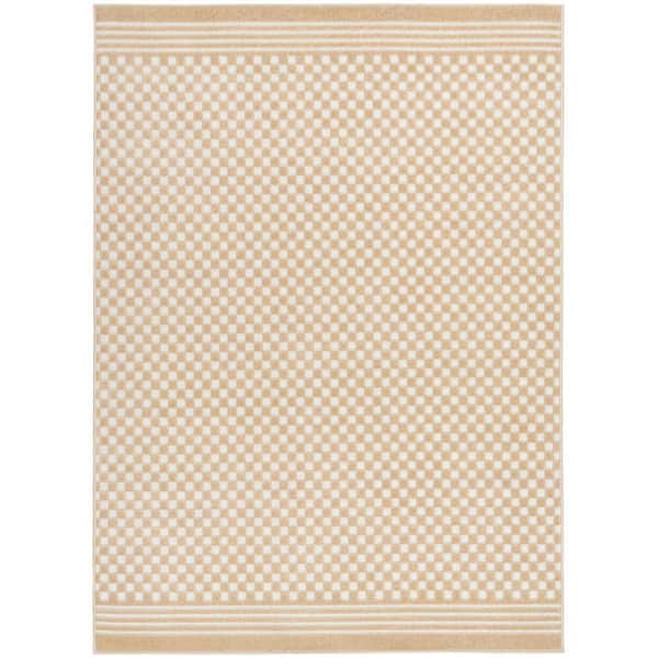 Nourison Casual Taupe 5 ft. x 7 ft. Checker Contemporary Area Rug