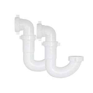 Everbilt 1 1 2 In White Plastic Sink Drain P Trap With Reversible J Bend C9704b The Home Depot