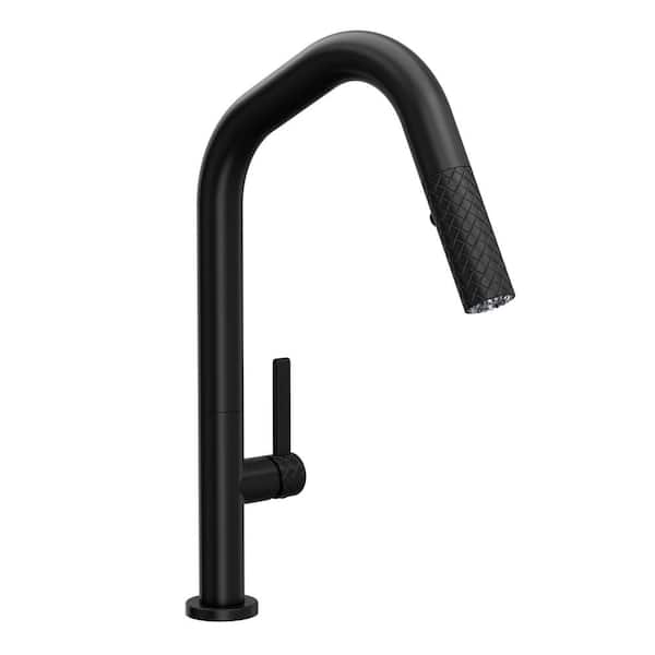 Tenerife Single Handle Pull Down Sprayer Kitchen Faucet in Matte Black