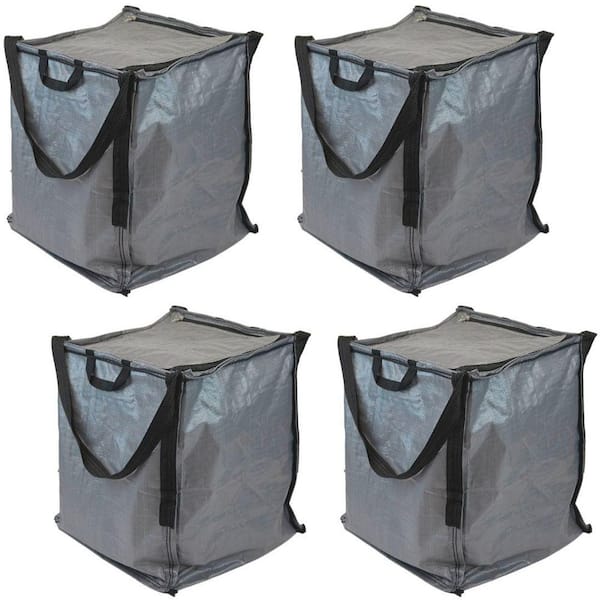 22 Gal. Heavy Duty Zipper Top Tote Storage Bag, Gray 4-pack