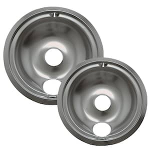 6 in. Small and 8 in. Large B Style Drip Bowl in Chrome (2-Pack)