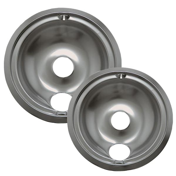 Range Kleen 6 in. Small and 8 in. Large B Style Drip Bowl in Chrome (2-Pack)