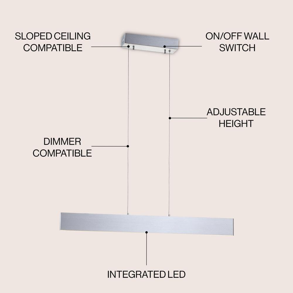 Draper 32" Brushed Aluminum Contemporary Adjustable LED Pendant