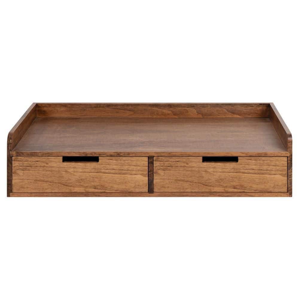 Rustic Farmhouse Medium Brown Wood Floating Console with Storage