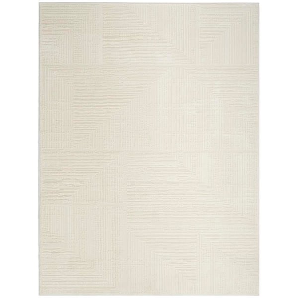 Eco-Friendly Ivory 8 ft. x 10 ft. Abstract Contemporary Area Rug