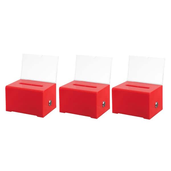 AdirOffice Acrylic Locking Suggestion Box with Message Display (3-Pack)