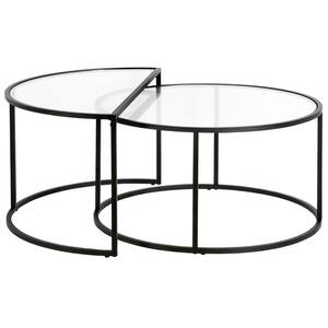 Lavish Home End Table with Storage – Round Wire Basket Base Nesting Tables,  Set of 2