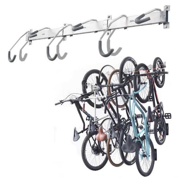 Delta Delta 48 in. W Silver 6-Bike Vertical Rail Rack - Holds up to 450  lbs. WM6000 - The Home Depot