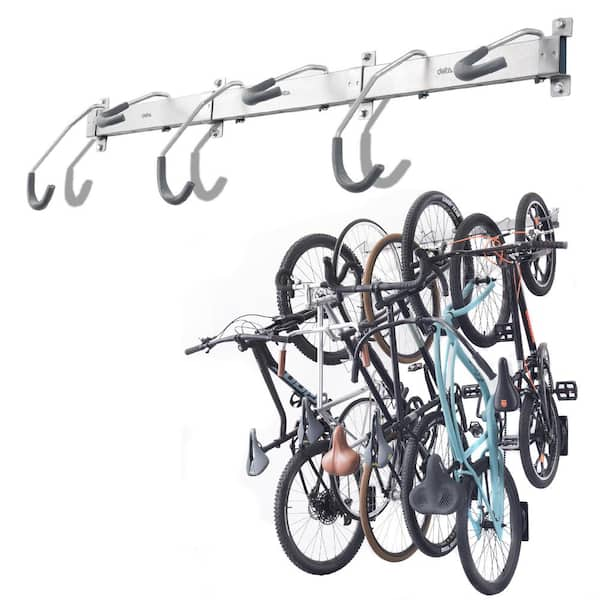 48 in. W Silver 6-Bike Vertical Rail Rack - Holds up to 450 lbs.