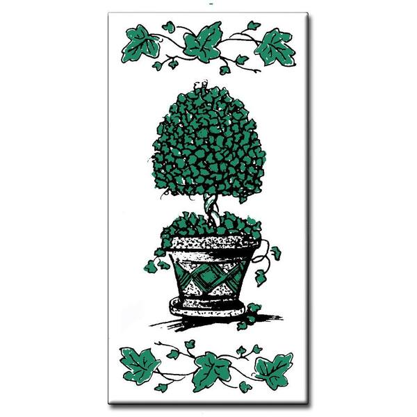 Unbranded Ivy Topiary 2 in. x 4 in. Ceramic Tile House Address Spacer