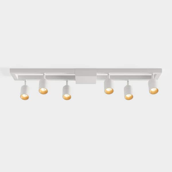 Shura White 6-Light Square Ceiling Light with Rotatable Heads, Integrated LED Bulbs, Fixed Track, 3000K, 1820 Lumen