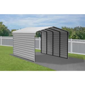 12 ft. W x 20 ft. D x 9 ft. H Eggshell Galvanized Steel Carport with 2-sided Enclosure