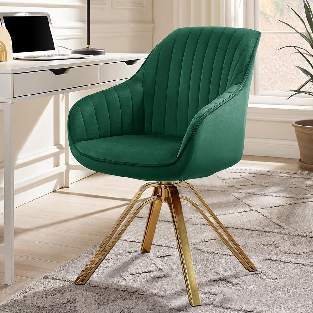 Art Leon Arthur Deep Green Fabric Arm Chair with Swivel (Set of