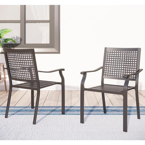 PHI VILLA Stackable Metal Outdoor Dining Chair (2-Pack)