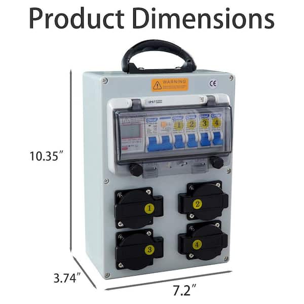 HIITIO 60 Amp Maximum Ampere Power Distribution Box, 110-Volt Electrical Meter Enclosure with 20 Amp NEMA 5-20 Outlet Panel