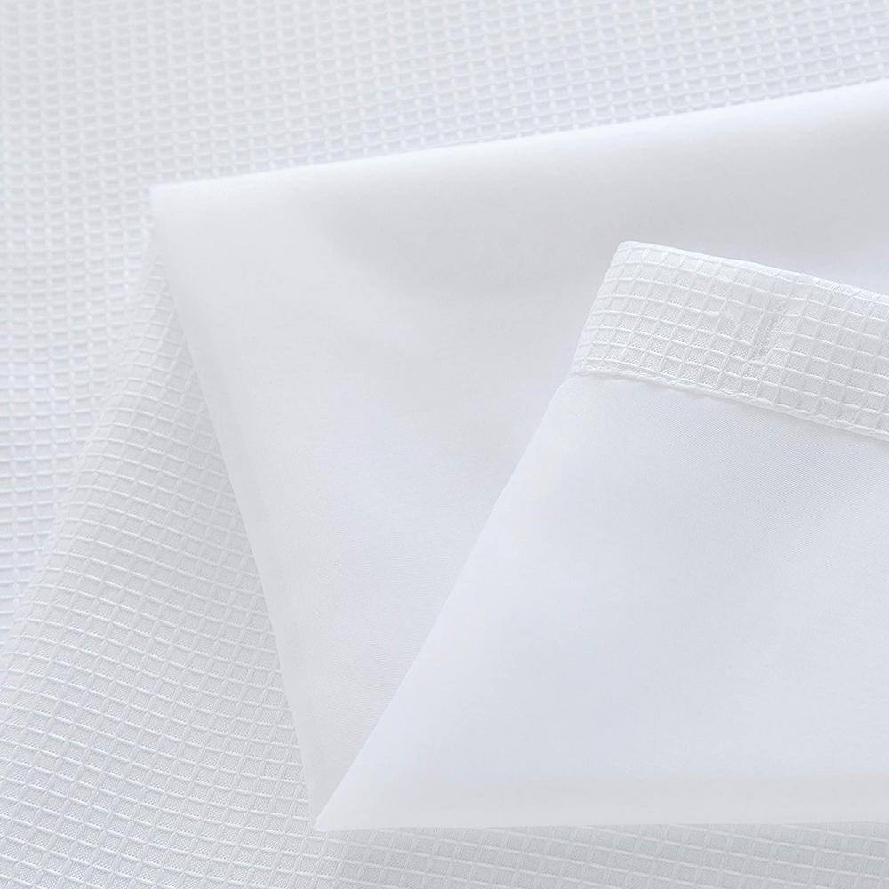 White Waffle Weave Fabric Shower Curtain with Detachable Liner