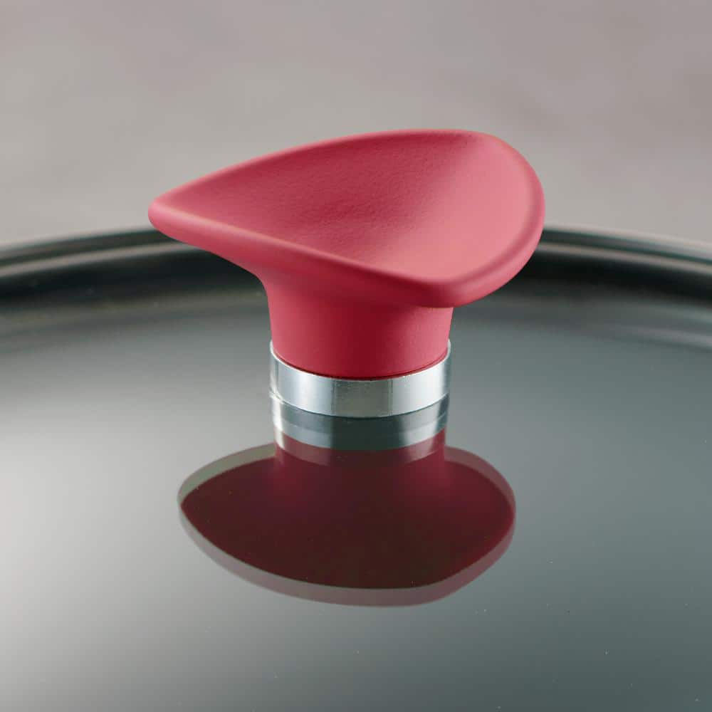Red 14-Piece Nonstick Ceramic Cookware Set with Glass Lids