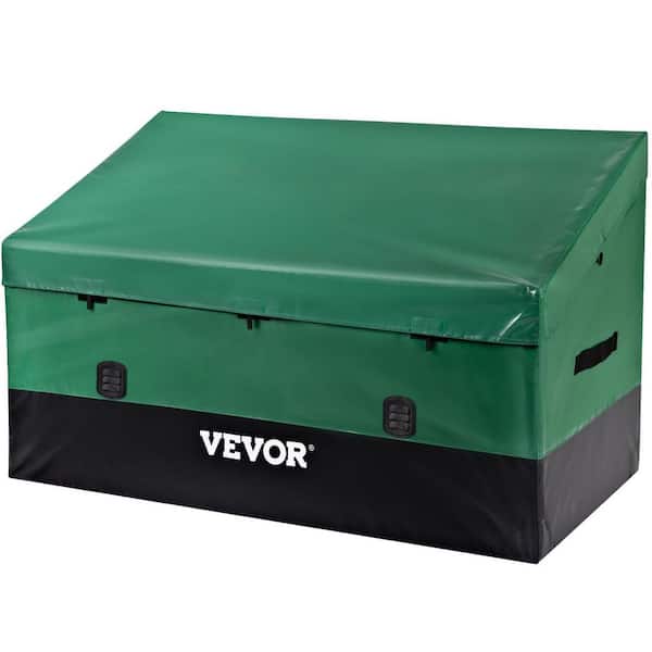 VEVOR 230 Gal. Outdoor Storage Box Portable Waterproof PE Tarpaulin Deck Box with Galvanized Frame for Camping, Poolside
