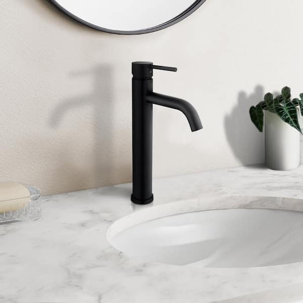 Modern Luxurious Single Handle Single Hole Bathroom Sink Faucet Bathroom Faucet with Handle in Matte Black