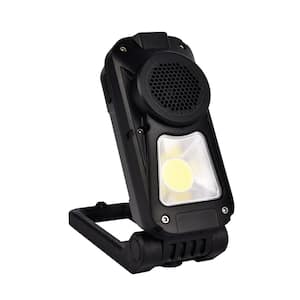 Rechargeable 600 Lumens LED Work Light With Bluetooth Speaker, Magnet, Battery Indicator and 180° Swivel Bracket
