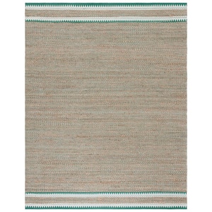 Natural Fiber Beige/Green 8 ft. x 10 ft. Woven Border Area Rug