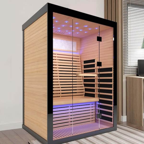 Hemlock 2-Person Far Infrared Sauna with 8-Heating Panels, LCD display, Touch Control, Bluetooth Audio, and LED Lighting