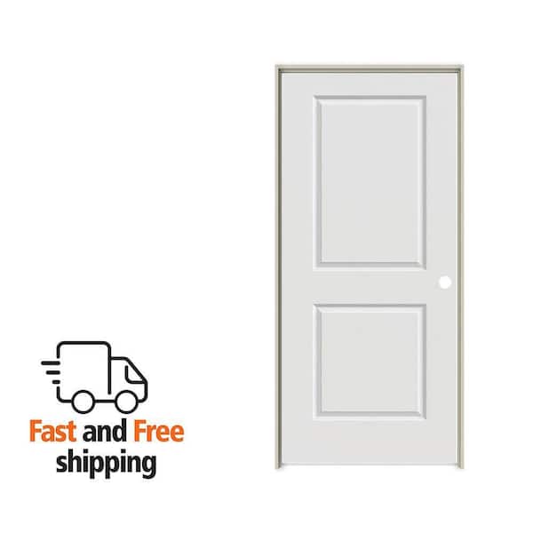 26 in. x 80 in. Smooth Carrara Left-Hand Solid Core Primed Molded Composite Single Prehung Interior Door