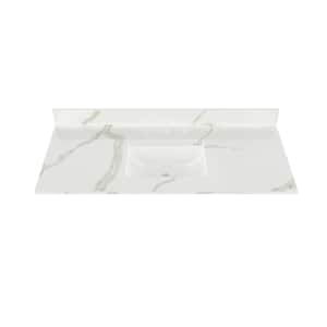 49 in. W x 22 in. D Quartz Vanity Top in Calacatta White with White Rectangular Single Sink