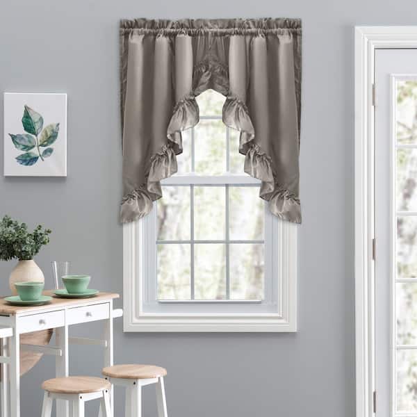 Ellis Curtain Stacey 38 in. L Polyester/Cotton Swag Valance Pair in Grey