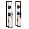 DANYA B Black Metal Frame Pillar Wall Candle Sconces with Mirror(Set of 2)  SE1902 - The Home Depot