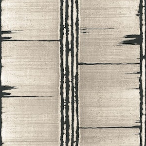 Bazaar Collection Black/Taupe Bark Stripe Design Non-Woven Non-Pasted Wallpaper Roll (Covers 57 sq.ft.)