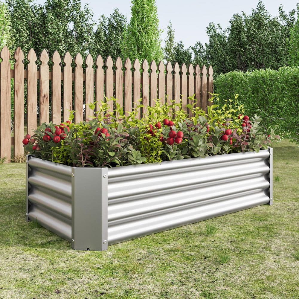 Stelsa 47 in. Silver Metal Rectangular Outdoor Patio Garden Raised Bed price history on PriceWatchPro