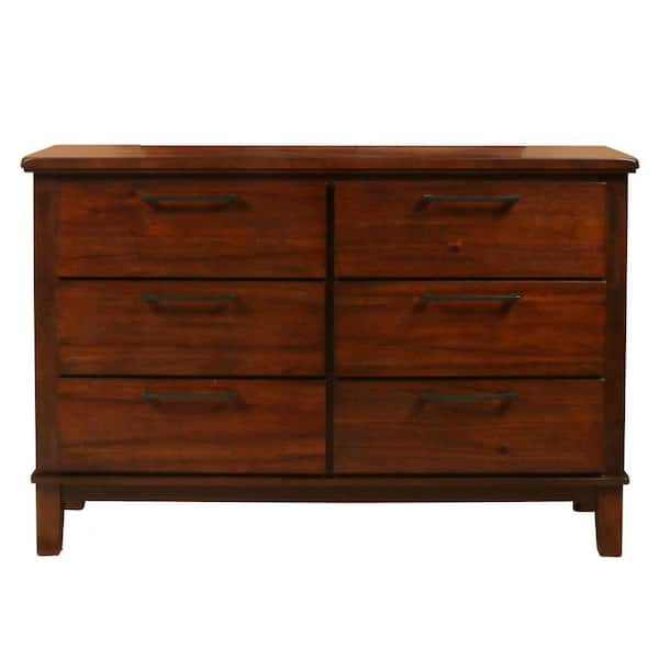 Benjara Brown 6-Drawer Wooden 18 in. Dresser Without Mirror