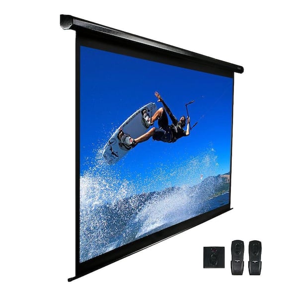 Elite Screens 113 in. Electric Projection Screen with White Case